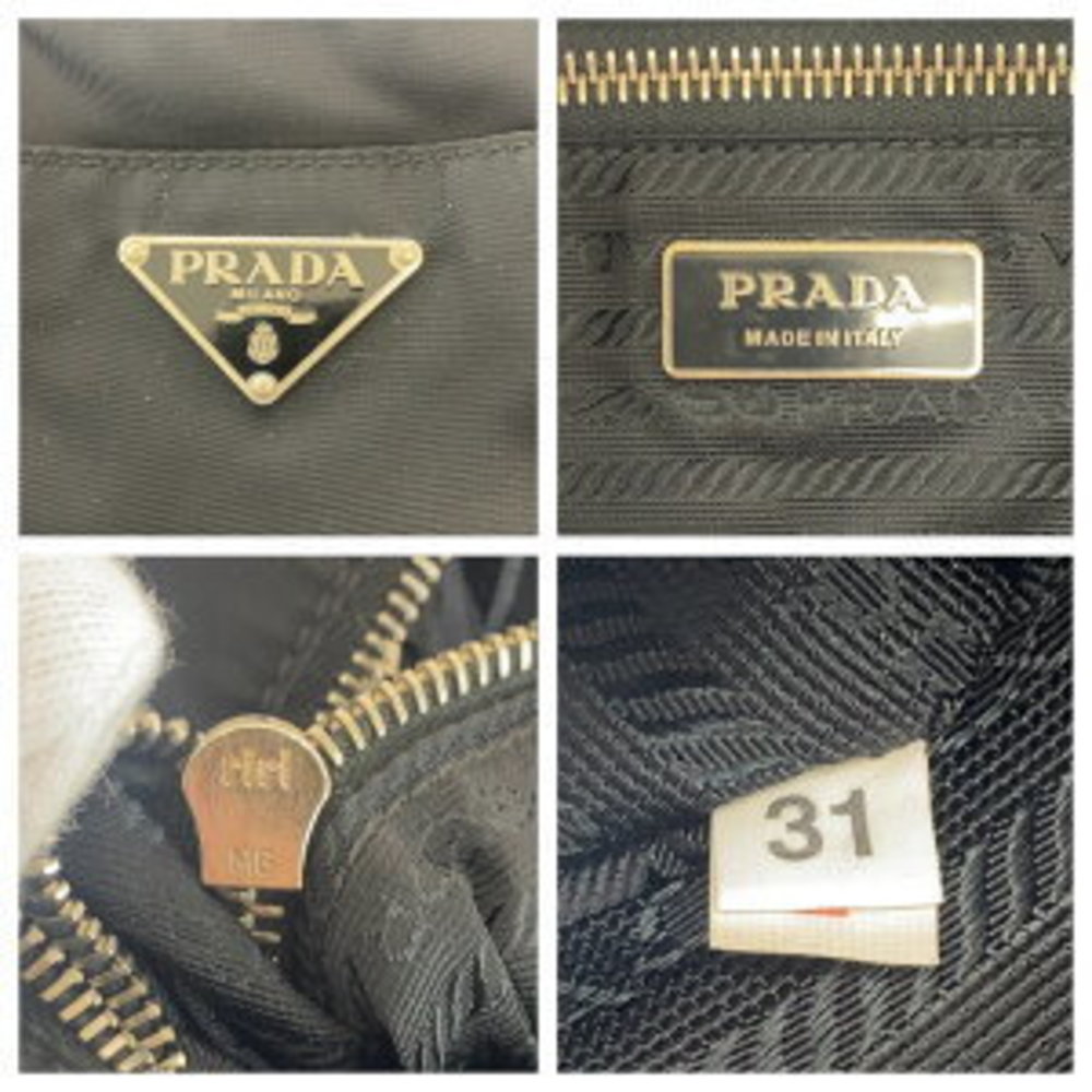 Prada Nylon Triangular Shoulder Black Tessuto Lea… - image 4